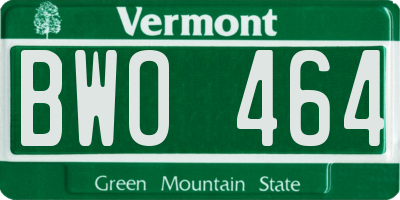 VT license plate BWO464