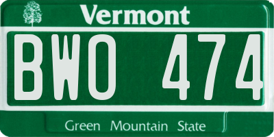 VT license plate BWO474
