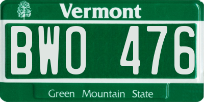 VT license plate BWO476