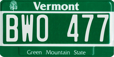 VT license plate BWO477