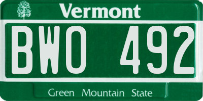 VT license plate BWO492