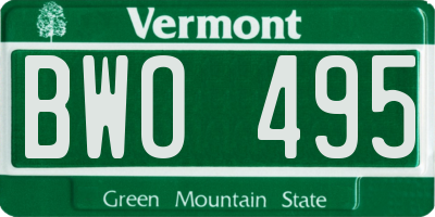 VT license plate BWO495