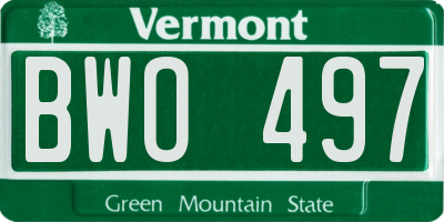 VT license plate BWO497