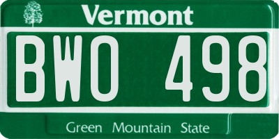VT license plate BWO498