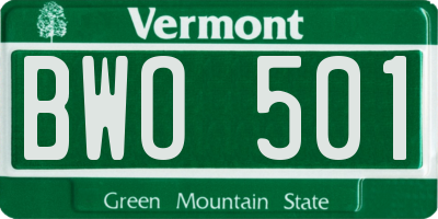 VT license plate BWO501