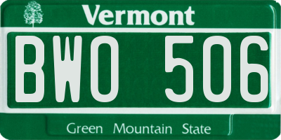 VT license plate BWO506