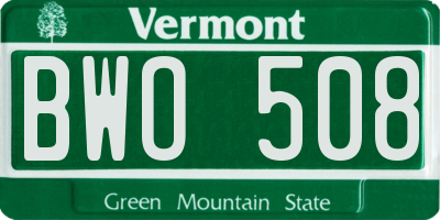VT license plate BWO508