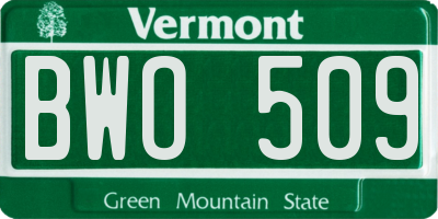 VT license plate BWO509