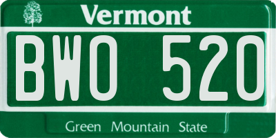 VT license plate BWO520