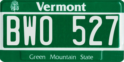VT license plate BWO527