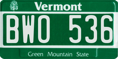 VT license plate BWO536