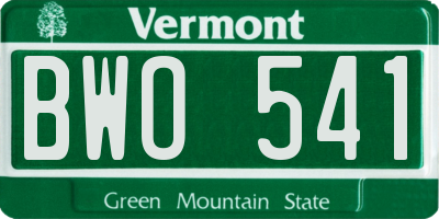 VT license plate BWO541