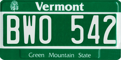 VT license plate BWO542