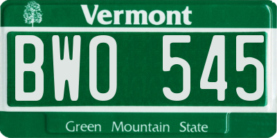 VT license plate BWO545
