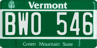 VT license plate BWO546