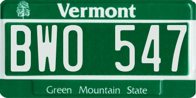VT license plate BWO547