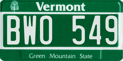 VT license plate BWO549