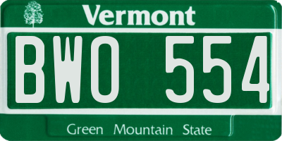 VT license plate BWO554