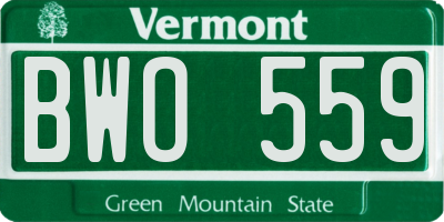 VT license plate BWO559