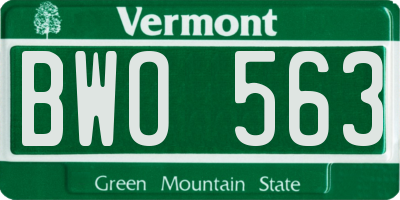 VT license plate BWO563