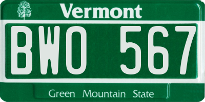VT license plate BWO567