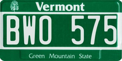VT license plate BWO575