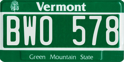 VT license plate BWO578