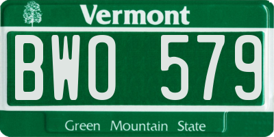 VT license plate BWO579