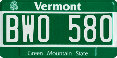 VT license plate BWO580