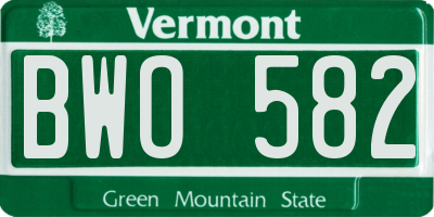 VT license plate BWO582