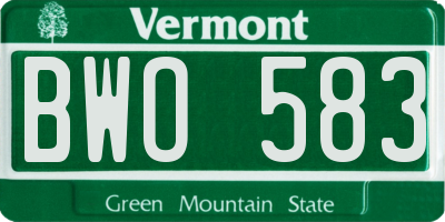 VT license plate BWO583