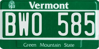 VT license plate BWO585