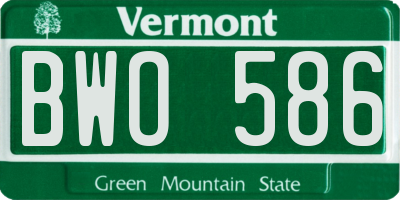 VT license plate BWO586