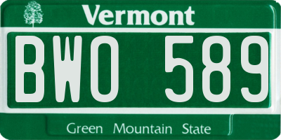 VT license plate BWO589