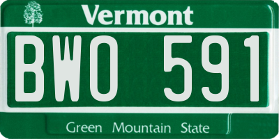 VT license plate BWO591