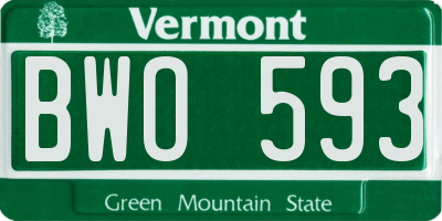 VT license plate BWO593