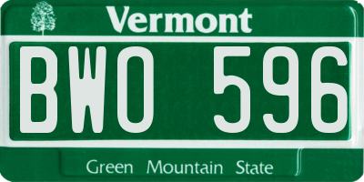 VT license plate BWO596