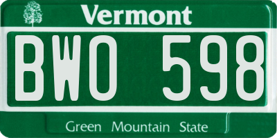 VT license plate BWO598