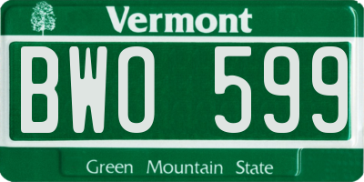 VT license plate BWO599