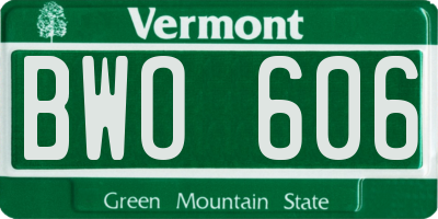 VT license plate BWO606