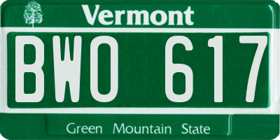 VT license plate BWO617