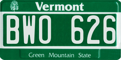 VT license plate BWO626