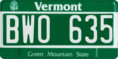 VT license plate BWO635