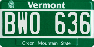VT license plate BWO636