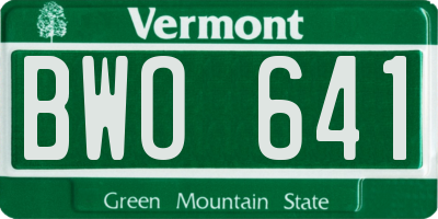VT license plate BWO641