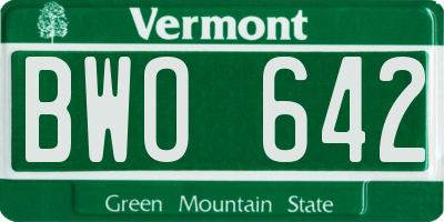 VT license plate BWO642
