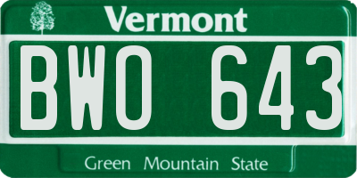 VT license plate BWO643