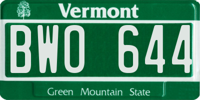 VT license plate BWO644