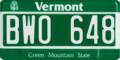 VT license plate BWO648