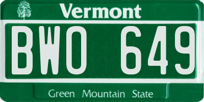 VT license plate BWO649